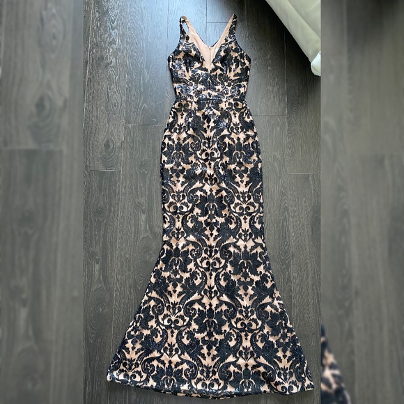Dress The Population Nude Sequin Mermaid Dress XS Cocktail Party Evening Dress - Picture 1 of 5